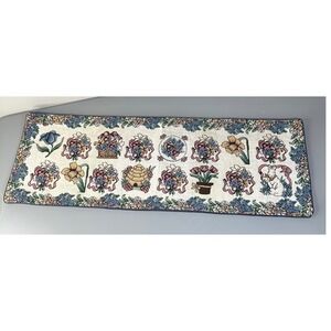 Spring Floral Table Runner Woven Tapestry Bee Rabbit Daffodil Decor